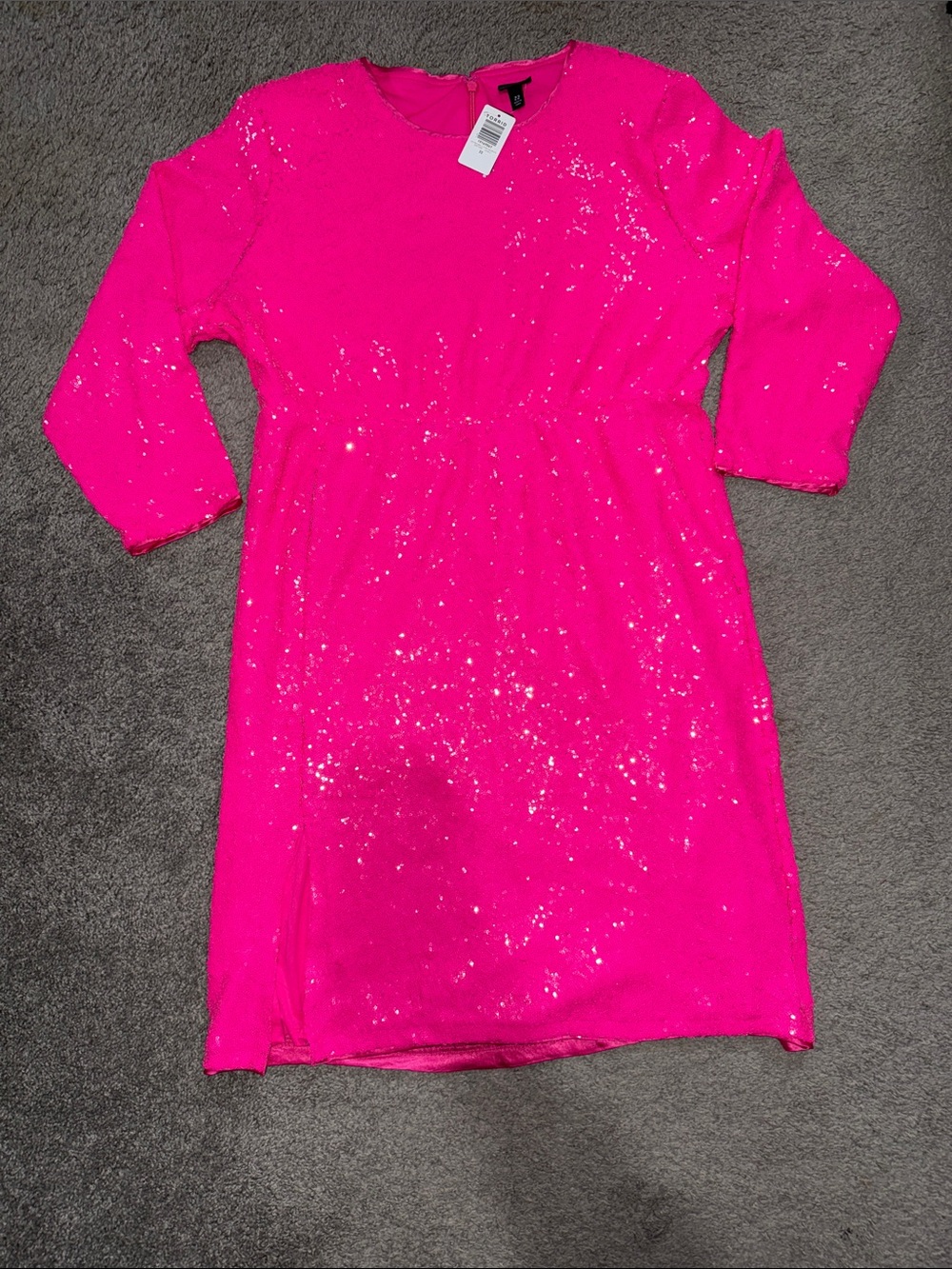 Torrid Bright Hot Pink Sequin Long Sleeve Dress